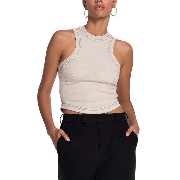 Orseund Iris Exclusive Beige Cotton Racerback Sport Tank Top Size XL NWT - Picture 1 of 4